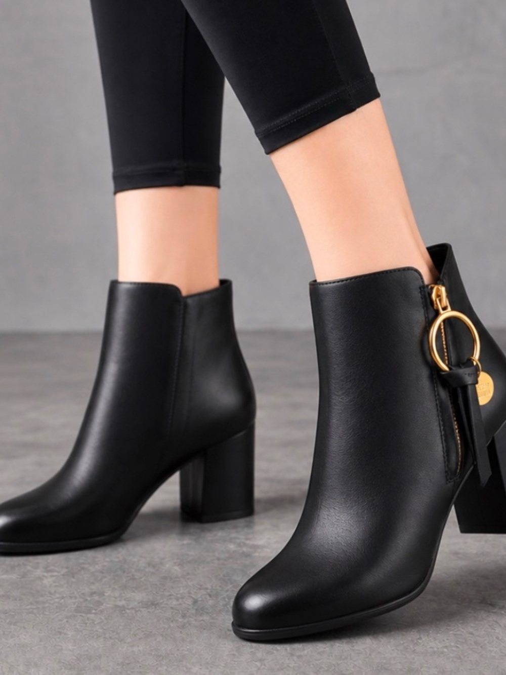 See By Chloe Louise Ankle Boots Womens 7 37 Black Leather Gold Tone Accent $698